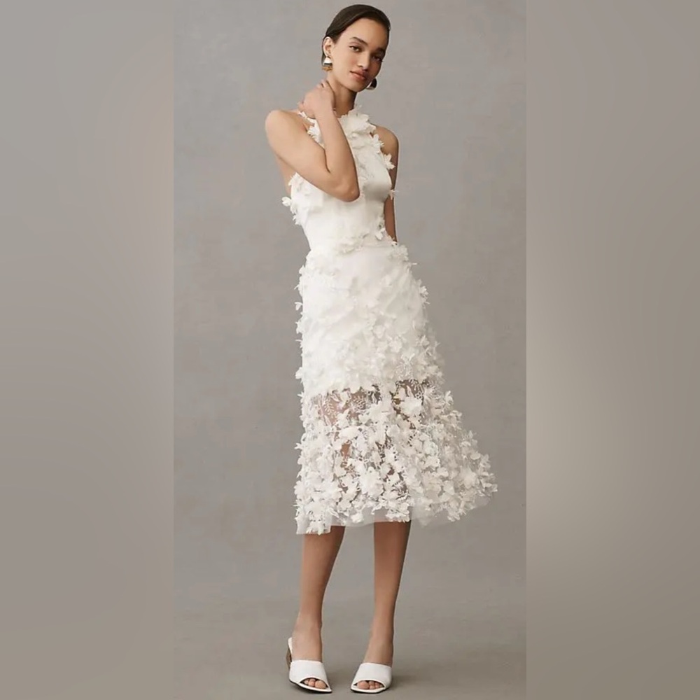 NWT! Helsi Camilla Halter 3D Floral Midi Dress - Ivory Size S $550 - Picture 15 of 15